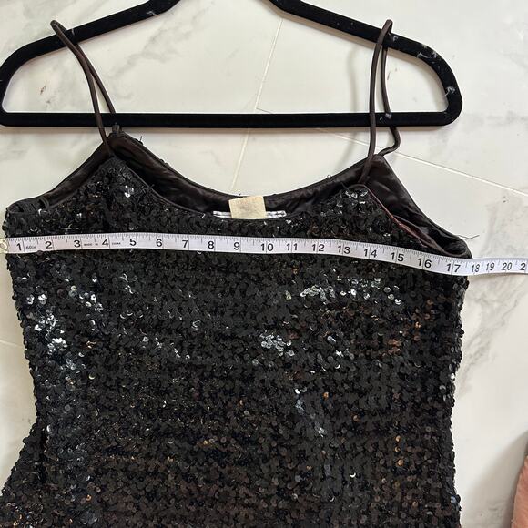 VINTAGE ROBERTA Women's Sequin Camisole Top Black Size XL Thin Strap Party - Picture 6 of 7